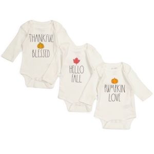Rae Dunn 3 pack Baby Long Sleeve Fall Bodysuits